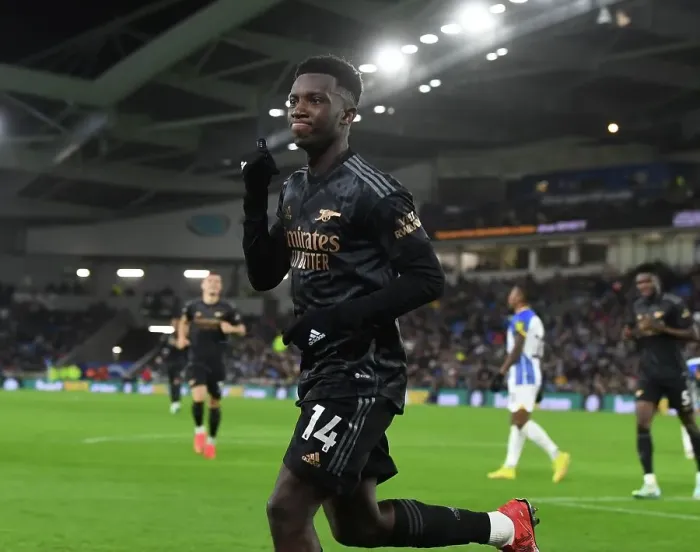 Framed Print : Eddie Nketiah Hat-Trick: Arsenal's Victory Over Brighton in Premier League 2022-23