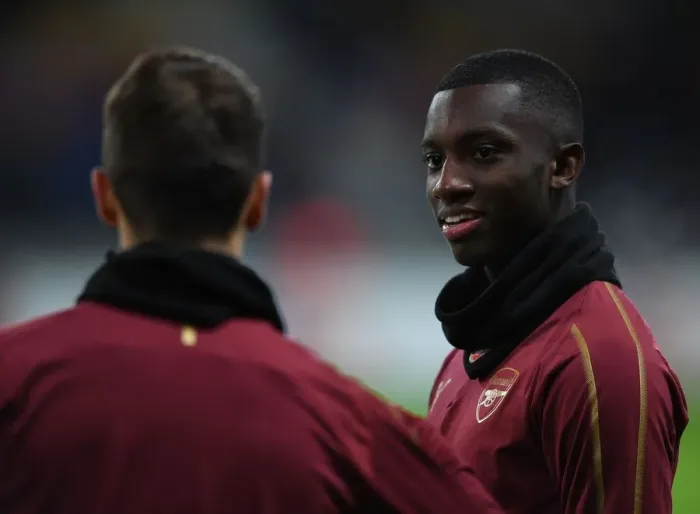 Framed Print : Eddie Nketiah Prepares for Arsenal's UEFA Europa League Clash against BATE Borisov