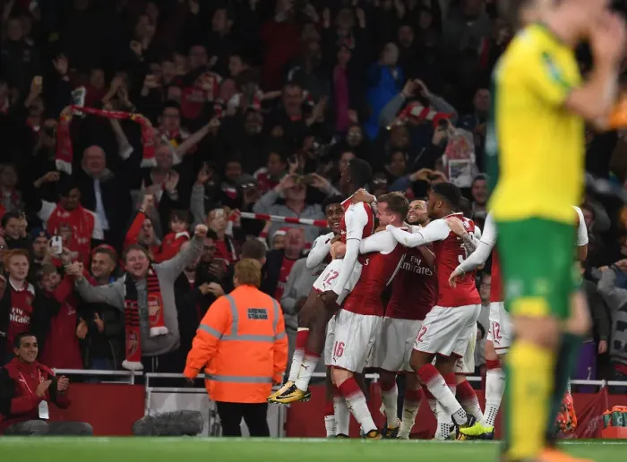 Framed Print : Eddie Nketiah Scores Brace: Arsenal vs Norwich City - Carabao Cup Fourth Round, 2017-18