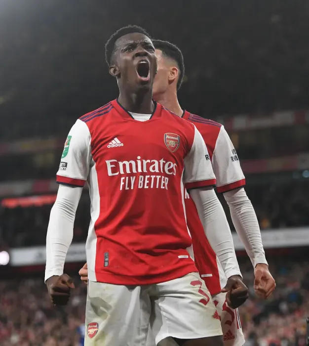Framed Print : Eddie Nketiah Scores the Decisive Goal: Arsenal Wins Carabao Cup against Leeds United