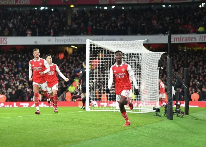 Framed Print : Eddie Nketiah Scores His First Arsenal Goal: Arsenal FC 1-1 Manchester United (2022-23)