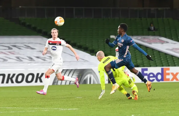 Framed Print : Eddie Nketiah Scores First Arsenal Goal: Arsenal Wins Europa League Match Against Dundalk