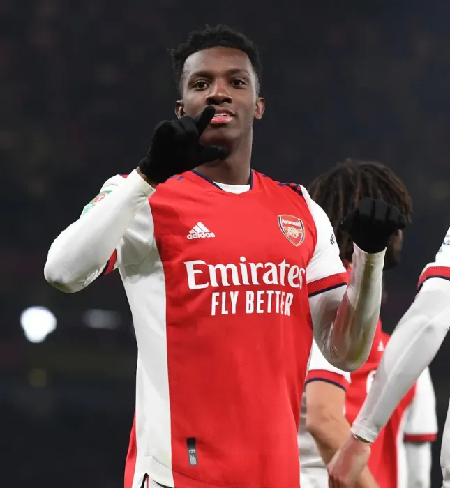 Framed Print : Eddie Nketiah Scores First Carabao Cup Quarterfinal Goal for Arsenal Against Sunderland
