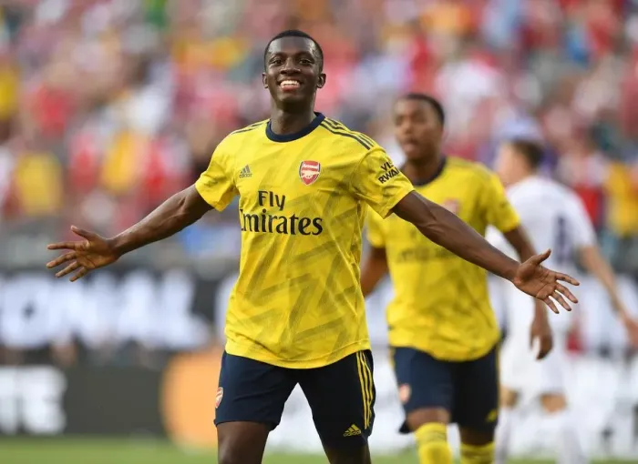 Framed Print : Eddie Nketiah Scores His Second Goal for Arsenal against Fiorentina in 2019 International Champions Cup, Charlotte
