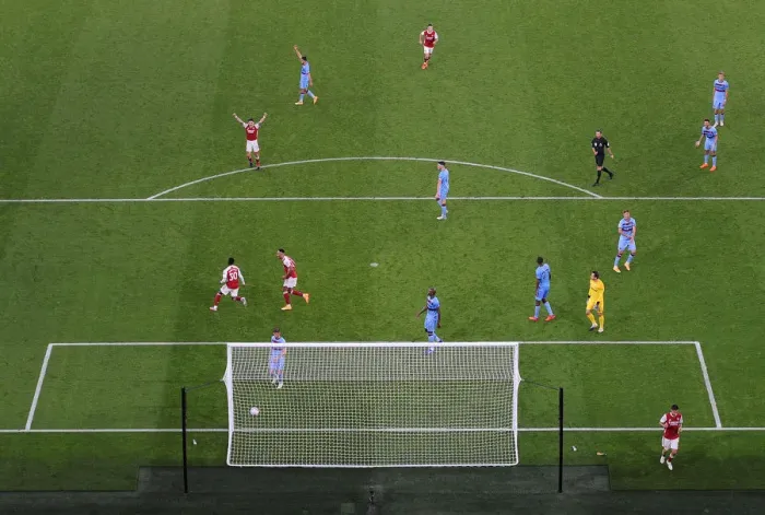 Framed Print : Eddie Nketiah Scores His Second Goal: Arsenal's Triumph Over West Ham (2020-21)
