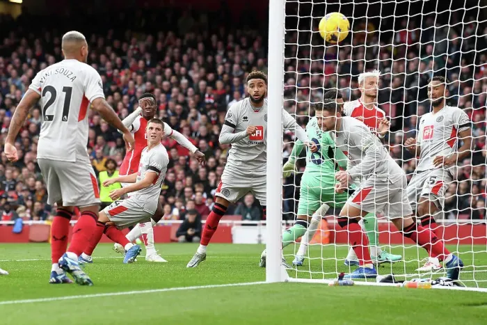 Framed Print : Eddie Nketiah Scores His Second Goal: Arsenal's Victory Against Sheffield United (2023-24 Premier League)