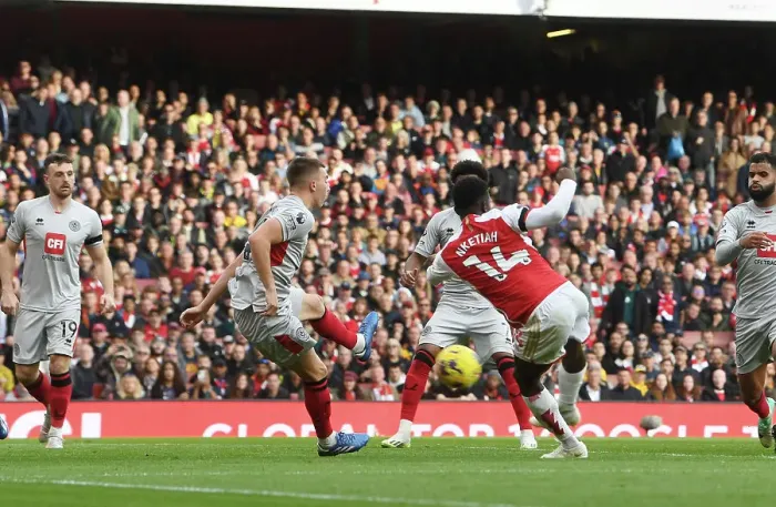 Framed Print : Eddie Nketiah Scores His Second Goal: Arsenal's Victory over Sheffield United (2023-24 Premier League) Framed Print : Eddie Nketiah Scores His Second Goal: Arsenal's Victory over Sheffield United (2023-24 Premier League)