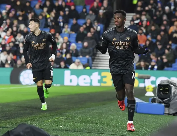Framed Print : Eddie Nketiah's Hat-Trick: Arsenal's Triumph Over Brighton in the 2022-23 Premier League Framed Print : Eddie Nketiah's Hat-Trick: Arsenal's Triumph Over Brighton in the 2022-23 Premier League