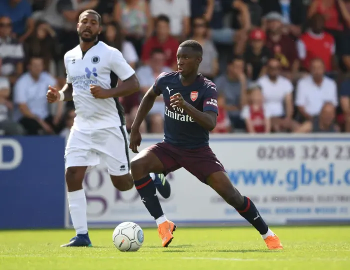 Framed Print : Eddie Nketiah's Star Performance: Arsenal's Pre-Season Victory at Borehamwood, 2018 Framed Print : Eddie Nketiah's Star Performance: Arsenal's Pre-Season Victory at Borehamwood, 2018