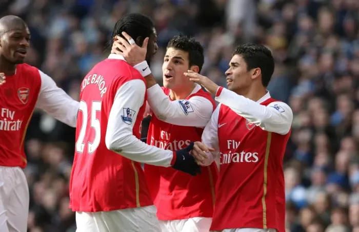 Framed Print : Eduardo celebrares scoring the 2nd Arsenal goal with Cesc Fabregas and Emmanuel Adebayor Framed Print : Eduardo celebrares scoring the 2nd Arsenal goal with Cesc Fabregas and Emmanuel Adebayor