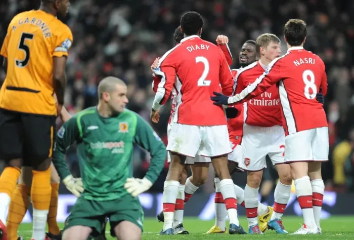 Framed Print : Eduardo celebrates scoring the 2nd Arsenal goal with Emmanuel Eboue, Abou Diaby Framed Print : Eduardo celebrates scoring the 2nd Arsenal goal with Emmanuel Eboue, Abou Diaby