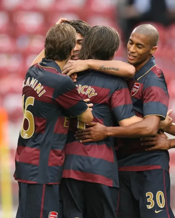 Framed Print : Eduardo celebrates scoring Arsenals 2nd goal with Mathieu Flamini and Armand Traore Framed Print : Eduardo celebrates scoring Arsenals 2nd goal with Mathieu Flamini and Armand Traore