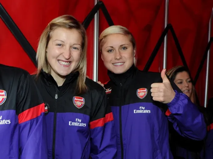 Framed Print : Ellen White and Steph Houghton (Arsenal Ladies). Arsenal 1: 0 Queens Park Rangers