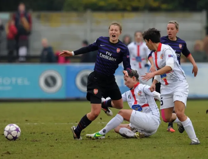 Framed Print : Ellen White vs. Sandy Maendly: Foul in Arsenal Ladies UEFA Women's Champions League Quarterfinal Framed Print : Ellen White vs. Sandy Maendly: Foul in Arsenal Ladies UEFA Women's Champions League Quarterfinal