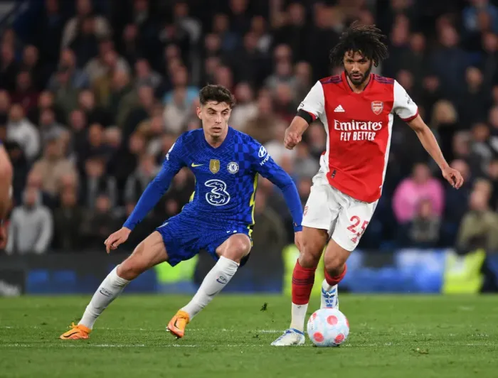Framed Print : Elneny Outsmarts Havertz: A Premier League Showdown between Chelsea and Arsenal, 2021-22 Framed Print : Elneny Outsmarts Havertz: A Premier League Showdown between Chelsea and Arsenal, 2021-22