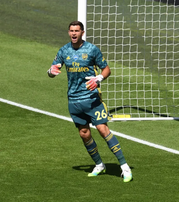 Framed Print : Emi Martinez in Action: Brighton & Hove Albion vs. Arsenal FC, Premier League 2019-2020