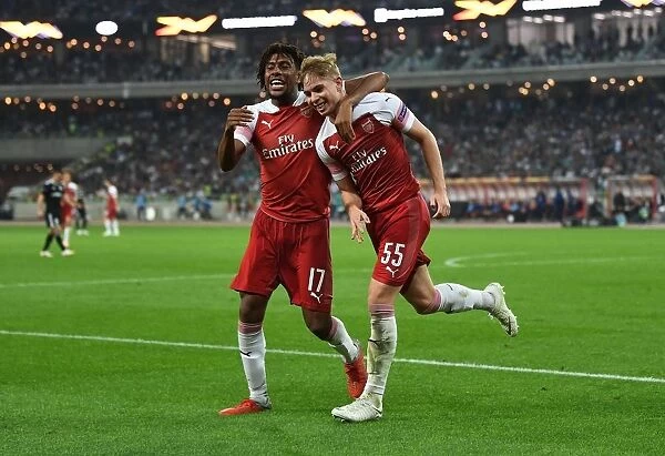 Emile Smith Rowe and Alex Iwobi Celebrate Arsenal's Goals Against Qarabag in Europa League