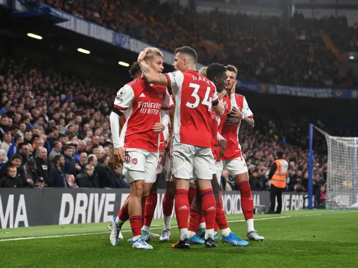 Framed Print : Emile Smith Rowe and Granit Xhaka Celebrate Arsenal's Goals Against Chelsea in the 2021-22 Premier League Framed Print : Emile Smith Rowe and Granit Xhaka Celebrate Arsenal's Goals Against Chelsea in the 2021-22 Premier League