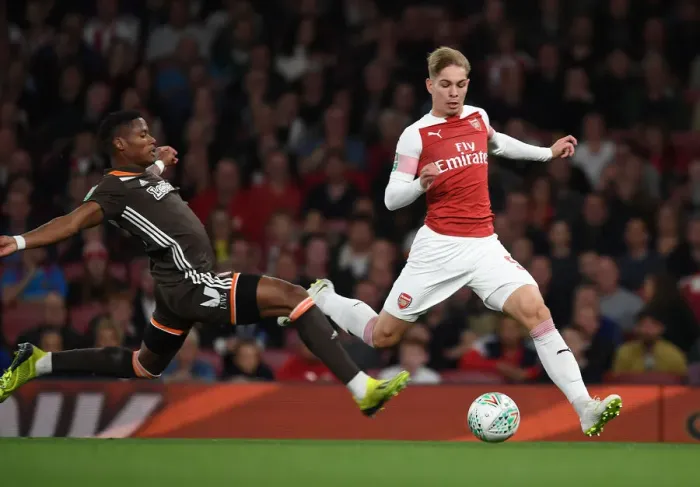 Framed Print : Emile Smith Rowe Outwits Julian Jeanvier: Arsenal's Carabao Cup Triumph