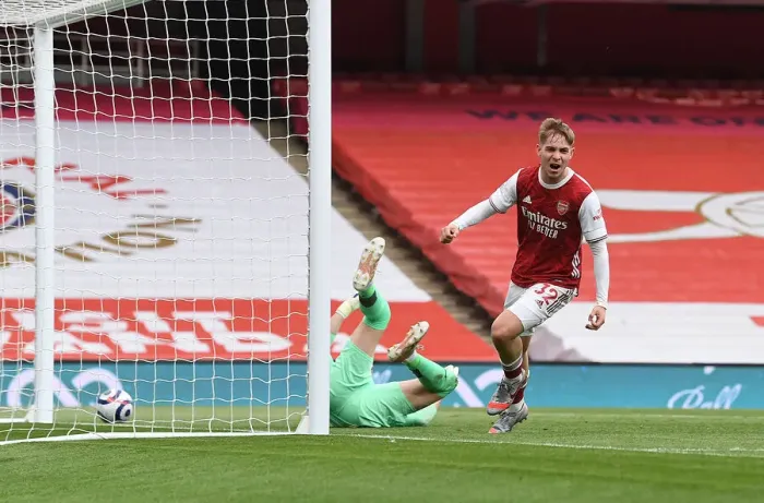 Framed Print : Emile Smith Rowe Scores: Arsenal Defeats West Bromwich Albion in Empty Emirates Stadium Framed Print : Emile Smith Rowe Scores: Arsenal Defeats West Bromwich Albion in Empty Emirates Stadium