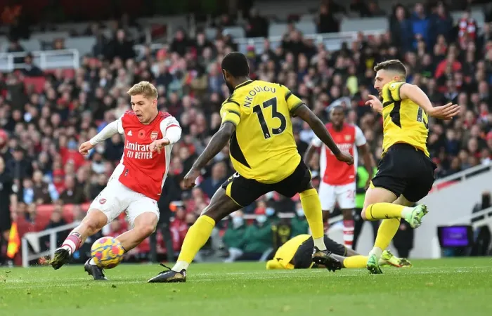 Framed Print : Emile Smith Rowe Scores: Arsenal vs. Watford, Premier League 2021-22
