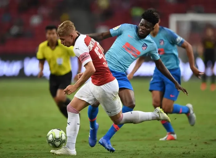 Framed Print : Emile Smith Rowe Scores Thrilling Goal Against Thomas Partey: Arsenal's Triumph over Atletico Madrid in International Champions Cup 2018 Framed Print : Emile Smith Rowe Scores Thrilling Goal Against Thomas Partey: Arsenal's Triumph over Atletico Madrid in International Champions Cup 2018