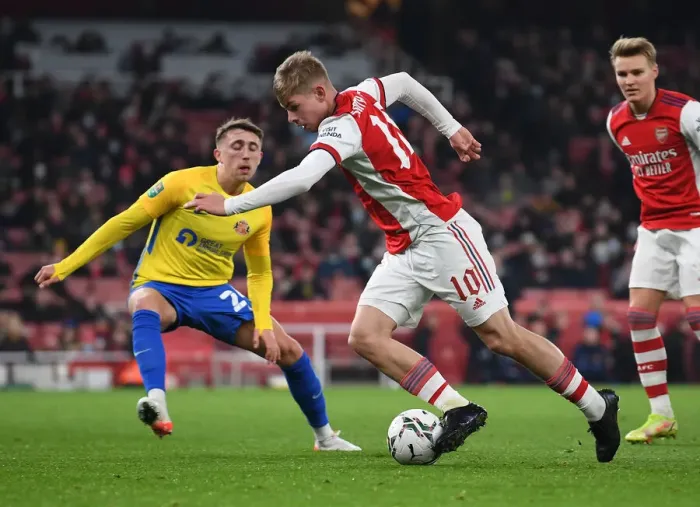 Framed Print : Emile Smith Rowe Stars: Arsenal Advance to Carabao Cup Quarter-Finals vs Sunderland Framed Print : Emile Smith Rowe Stars: Arsenal Advance to Carabao Cup Quarter-Finals vs Sunderland