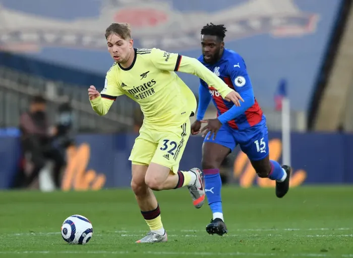 Framed Print : Emile Smith Rowe vs. Jeffrey Schlupp: Battle at Selhurst Park - Crystal Palace vs. Arsenal, Premier League 2020-21