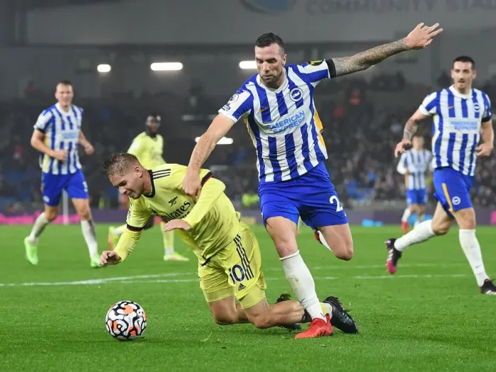 Framed Print : Emile Smith Rowe vs Shane Duffy: A Premier League Showdown at Brighton & Hove Albion