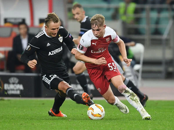 Emile Smith Rowe vs Yakub Jeznicak: Clash in UEFA Europa League Match between Qarabag and Arsenal