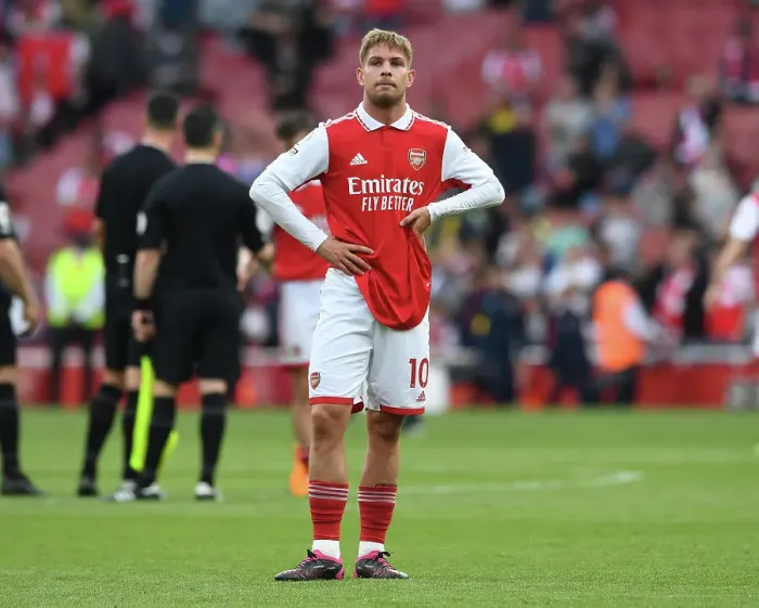 Framed Print : Emile Smith Rowe's Emotional Reaction: Arsenal v Brighton & Hove Albion, Premier League 2022-23