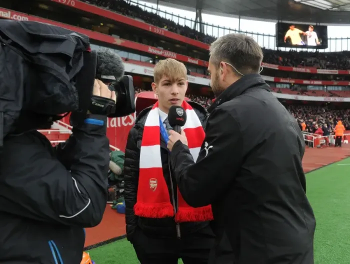 Framed Print : Emile Smith-Rowe's Half-Time Interview: Arsenal v Tottenham Hotspur, 2017-18 Premier League Framed Print : Emile Smith-Rowe's Half-Time Interview: Arsenal v Tottenham Hotspur, 2017-18 Premier League