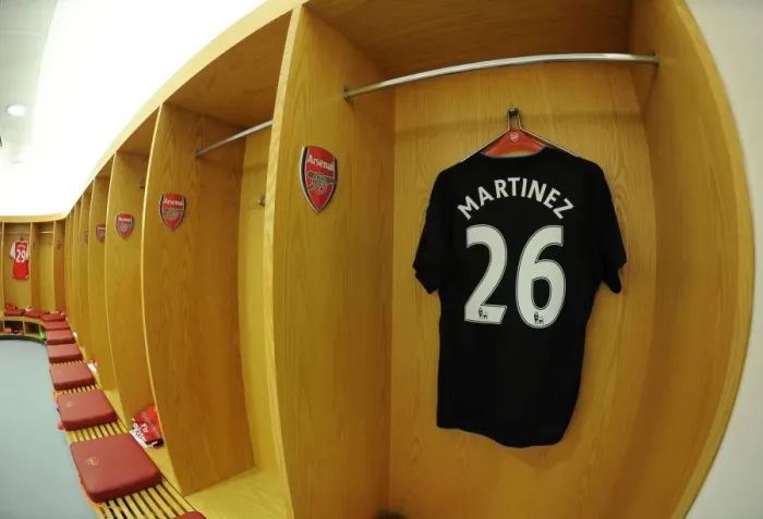 Framed Print : Emiliano Martinez: Arsenal's Ready-to-Go Goalkeeper in the Home Changing Room (Arsenal v West Ham United, 2016-17) Framed Print : Emiliano Martinez: Arsenal's Ready-to-Go Goalkeeper in the Home Changing Room (Arsenal v West Ham United, 2016-17)