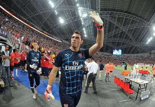 Emiliano Martinez Greets Arsenal Fans Before Arsenal v Singapore XI in 2015 Asia Trophy