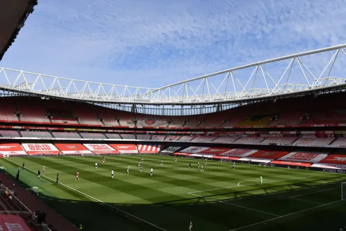 Framed Print : Empty Emirates: Arsenal vs Fulham (April 2021, Premier League) - Behind Closed Doors
