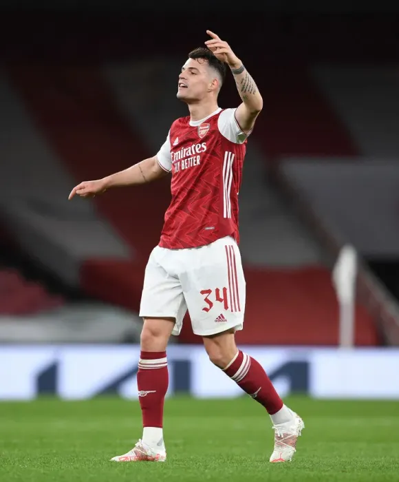 Framed Print : Empty Emirates: Granit Xhaka Plays Out Quiet Quarterfinal Against Slavia Praha Framed Print : Empty Emirates: Granit Xhaka Plays Out Quiet Quarterfinal Against Slavia Praha