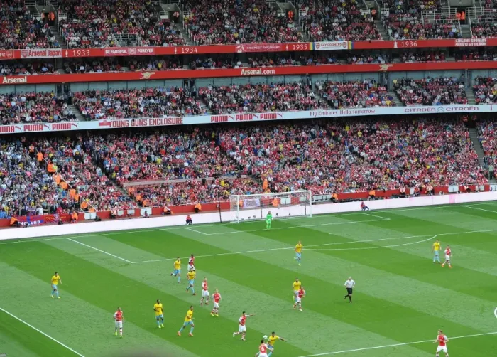 Framed Print : Emirates Stadium. Arsenal 2: 1 Crystal Palace. Barclays Premier League. Emirates Stadium, 16  /  8  /  14