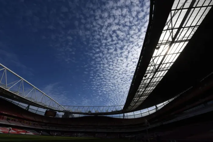 Framed Print : Empty Emirates Stadium: Arsenal vs Fulham, Premier League 2020-21