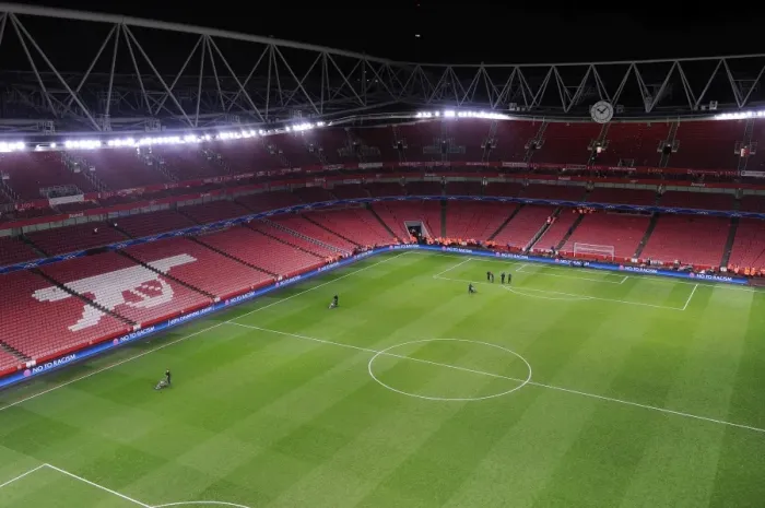 Framed Print : Emirates Stadium after the match. Arsenal 0: 2 Bayern Munich. UEFA Champions League
