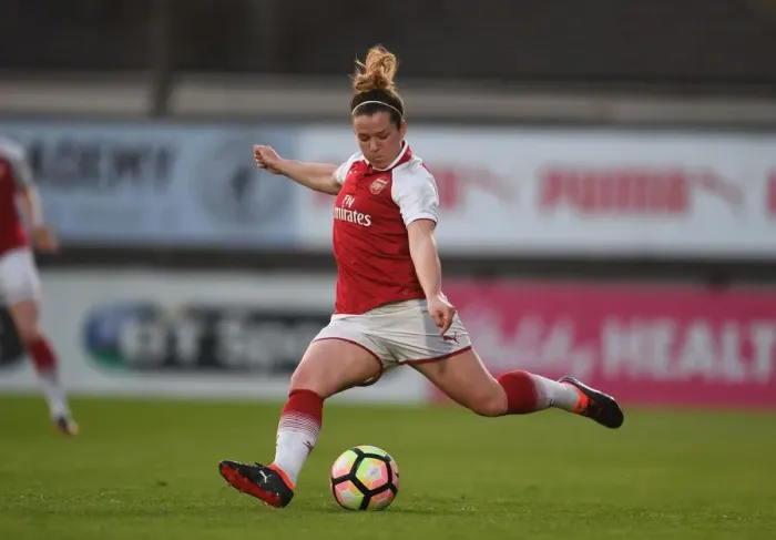 Framed Print : Emma Mitchell in Action: Arsenal Women's Super League Battle against Reading Ladies