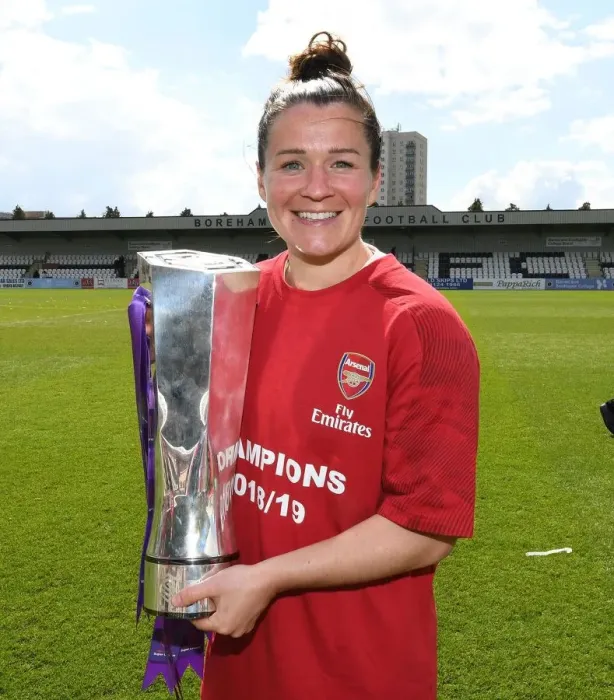 Framed Print : Emma Mitchell and the WSL Trophy: Arsenal Women Celebrate Championship Win over Manchester City