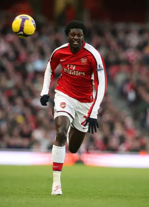 Framed Print : Emmanual Adebayor Scores the Winner: Arsenal 1-0 Wigan, Barclays Premier League, Emirates Stadium, London, December 2008