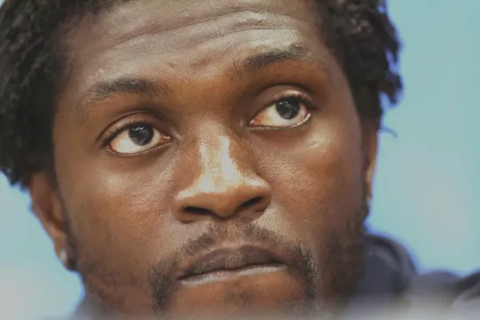 Framed Print : Emmanuel Adebayor's Pre-Match Interview: Arsenal FC vs Dynamo Kiev, UEFA Champions League, Group G (September 16, 2008)