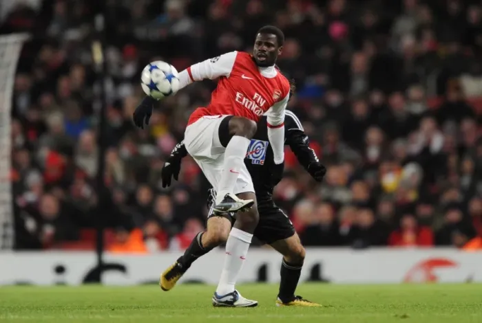Framed Print : Emmanuel Eboue (Arsenal). Arsenal 3: 1 Partizan Belgrade, UEFA Champions League