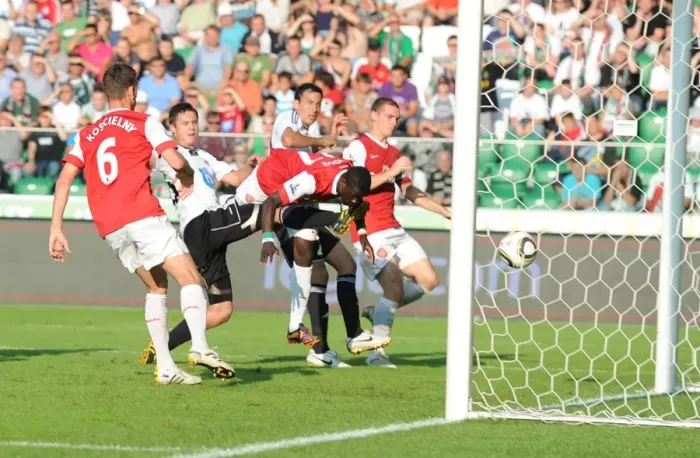 Framed Print : Emmanuel Eboue Scores the Second Goal: Arsenal's Comeback against Legia Warsaw, Poland 2010 Framed Print : Emmanuel Eboue Scores the Second Goal: Arsenal's Comeback against Legia Warsaw, Poland 2010