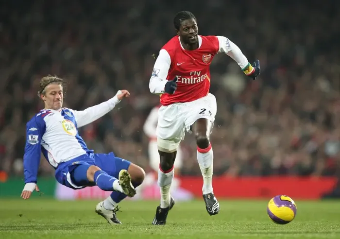 Framed Print : Emmauel Adebayor (Arsenal) Tugay (Blackburn Rovers) Framed Print : Emmauel Adebayor (Arsenal) Tugay (Blackburn Rovers)