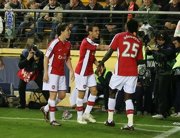 Emmauel Adebayor celebrates scoring the Arsenal goal