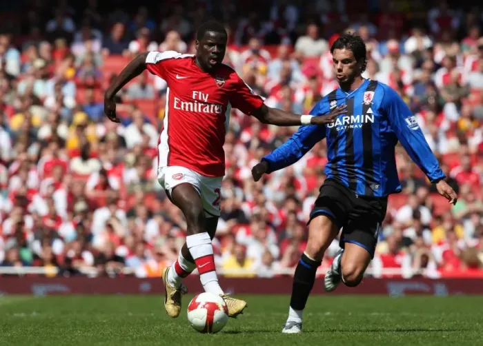 Framed Print : Emmauel Eboue (Arsenal) Jeremie Aliadiere (Middlesbrough) Framed Print : Emmauel Eboue (Arsenal) Jeremie Aliadiere (Middlesbrough)