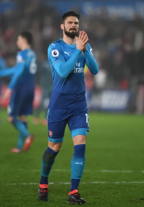 Framed Print : Euphoric Olivier Giroud: Arsenal's Swansea Victory Celebration