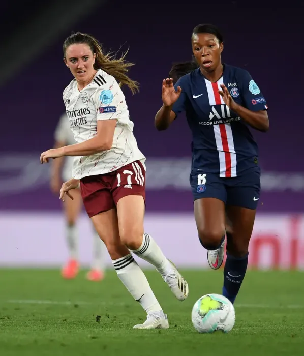 Framed Print : Evans vs. Geyoro: A Battle of Midfield Titans in Arsenal vs. PSG UWCL Quarterfinals Framed Print : Evans vs. Geyoro: A Battle of Midfield Titans in Arsenal vs. PSG UWCL Quarterfinals